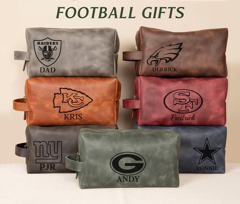 A personalized leather toiletry bag sounds like a fantastic gift idea!  For football players, coaches, and enthusiasts, it adds a touch of sophistication and practicality.  You could consider adding custom engravings of their names, team logos, or even motivational quotes to make it truly special.  It's a thoughtful gesture that combines style and utility, perfect for those who are always on the go or traveling for games and tournaments.  If you want to take it a step further, you could fill the Football Coaches Gift Ideas, Football Banquet Gifts For Players, Football Goody Bag Ideas For Players, Football Coaches Gifts, Gifts For Senior Football Players, Football Gifts For Coaches, Football Gifts For Players, Football Coach Gift Ideas, Gifts For Football Players