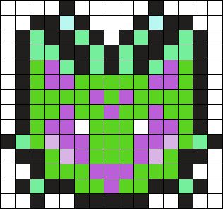 Kitty Alien Kandi Pattern Stitch Kandi Pattern, Kandi Patterns Templates Bag, Simple Kandi Pattern, Alien Perler Beads, Kandi Ideas Pattern, Kandi Animals, Kandi Patterns Templates, Alien Perler, Alien Kandi