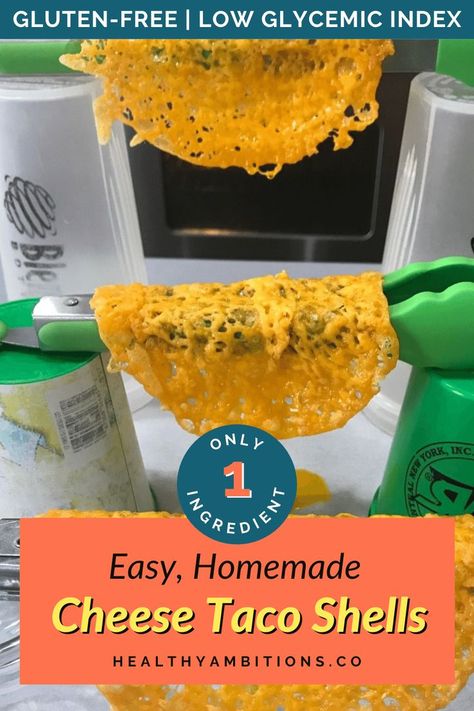 Cheese taco shells cooling on kitchen tongs that are balanced across plastic cups. Cheese Taco Shells, Crunchy Taco Shells, Cheese Taco, Cheese Tacos, Taco Shells, Taco Fillings, Personal Pizza, Keto Cheese, Easy Taco