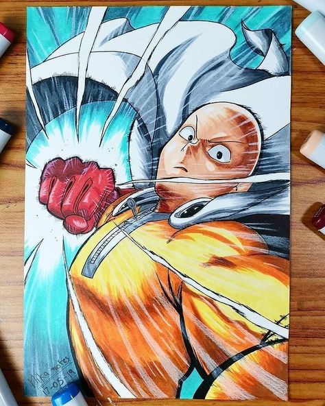 Anime One Punch Man, Naruto Sketch Drawing, Dragon Ball Painting, Naruto Sketch, One Punch Man Anime, Best Anime Drawings, Anime Drawing Books, Glowing Art, Anime Canvas Art