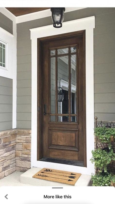 Modern Farmhouse Paint Colors, Front Door Ideas, House Colors Exterior, Front Door Styles, Exterior House Colors With Stone, Farmhouse Paint Colors, Farmhouse Doors, Farmhouse Paint, Wooden Front Doors