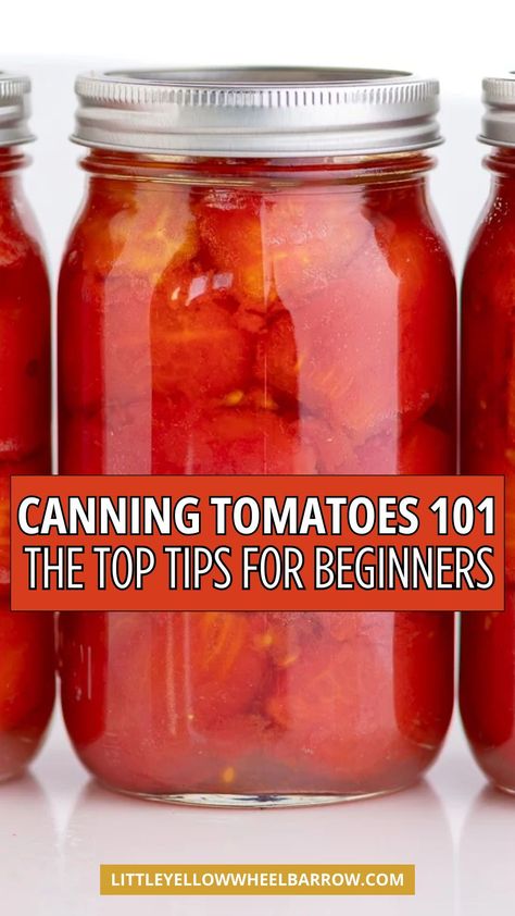 How to can tomatoes - a simple beginner-friendly guide! Learn essential tips, tricks, and recipes for canning whole tomatoes at home. Essential tips and tricks for preservation of tomatoes from the garden. the tops canning tomatoes recipes that are easy for beginners to get started. Our tomato canning process is laid out in our water bath method below in an easy-to-follow step-by-step approach. How to get started with canning tomatoes at home. Home canning tips for whole tomatoes. Canning Tomatoes For Beginners Water Bath, Canning Whole Tomatoes Recipes, Easiest Way To Can Tomatoes, Canning Whole Tomatoes Water Bath, How To Can Tomatoes In A Water Bath, Canning Fresh Tomatoes, Canning Tomatoes For Beginners, Canning Tomatoes Water Bath, Homemade Canned Spaghetti Sauce