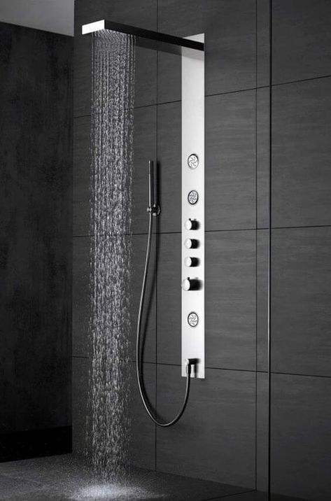 Modern Shower Design, Bathroom Shower Panels, Luxury Bathroom Master Baths, Bilik Air, Bathroom Shower Design, Shower Columns, Bad Inspiration, Body Shower, Bathroom Design Luxury