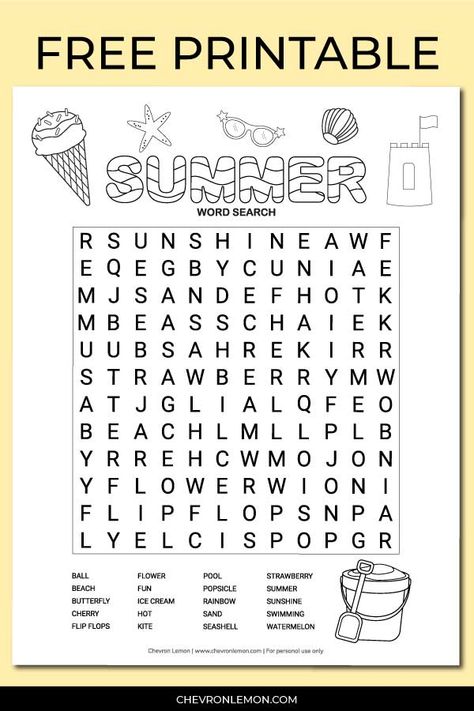 Easy Word Search Free Printable, Summer Themed Worksheets, Word Search Preschool, June Word Search, 1st Grade Word Search, Find A Word Free Printable, Word Search For Grade 1, Large Print Word Searches For Seniors Free Printable, August Word Search