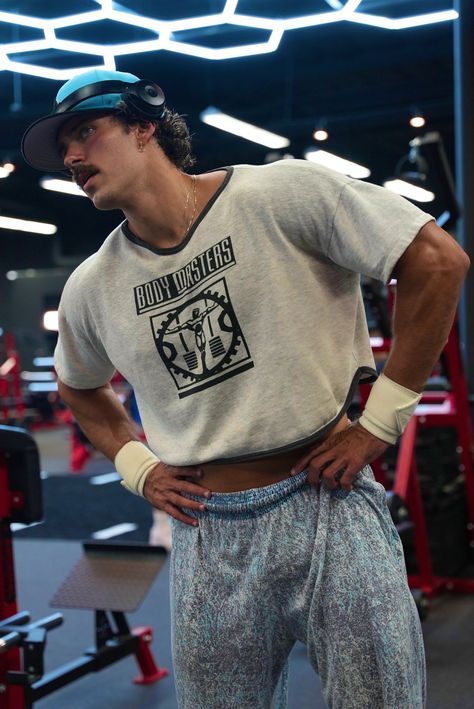 Big D Energy, Steven Kelly, Mens Crop Top, Gym Crop Top, Mustache Men, Curated Outfit, Matthew Daddario, Black Men Street Fashion, Half Shirts