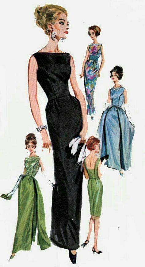 Men Crafts, Vintage Fashion Sketches, Fashion 60s, Vintage Clothes Patterns, Audrey Hepburn Style, Hepburn Style, Gown Pattern, Vintage Dress Patterns, Vintage Gowns