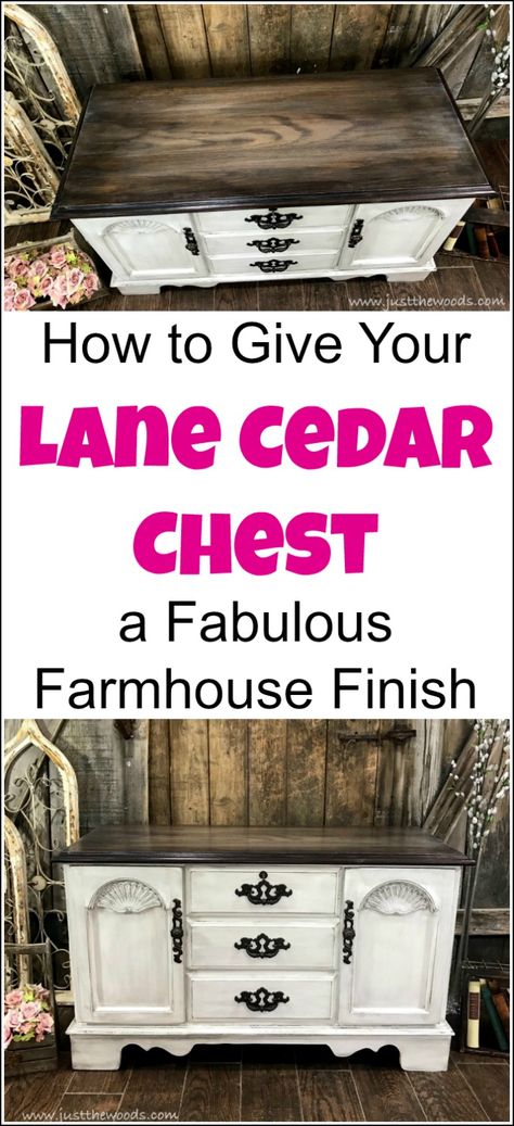 How to Give Your Lane Cedar Chest a Fabulous Farmhouse Finish Living Room With Dark Furniture, Room With Dark Furniture, Painting Ideas For Living Room, Hope Chest Makeover, Painted Cedar Chest, Lane Cedar Chest, Easy Furniture Makeover, Chest Makeover, Diy Furniture Makeover Ideas