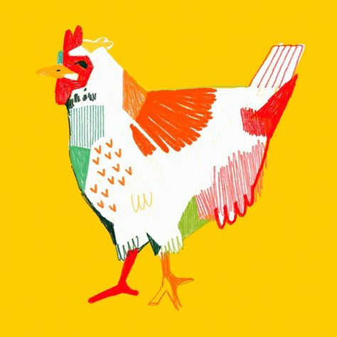 | you all know how much i love a colourful chicken so here’s another one 🌟 - - - - - #aesthetic #colourful #watercolour #cottagecore… | Instagram Cottagecore Baking, Pattern Design Wallpaper, Rooster Illustration, Colourful Watercolour, Chicken Illustration, Chicken Crafts, Chicken Print, Doodle Inspiration, Animated Animals