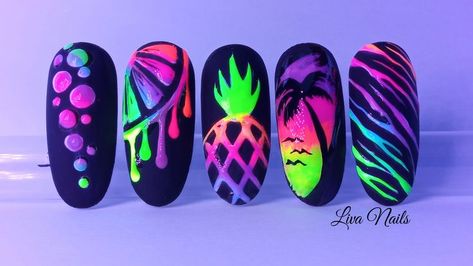 Neon Nail Art, Neon Nail Designs, Unghie Sfumate, Crazy Nail Art, Pretty Nail Art Designs, Crazy Nails, Vacation Nails, Acrylic Nails Coffin Short, Pretty Nail Art