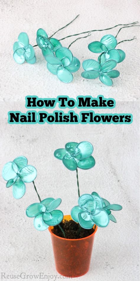 Tela, Copper Wire Flowers Diy, Nail Polish And Wire Flowers, Wire Flowers With Nail Polish, Nail Polish Wire Art, Wire Dipped Flowers, Nail Polish Craft Ideas, Crafts With Copper Wire, Nail Polish Jewelry Diy Tutorials Wire Flowers