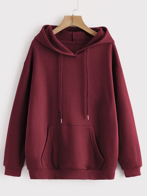 Dark Red Hoodie, Warm Winter Fashion, Burgundy Hoodie, Women Sweatshirts, Lined Hoodie, Basic Long Sleeve, Red Hoodie, Drawstring Hoodie, Winter Casual