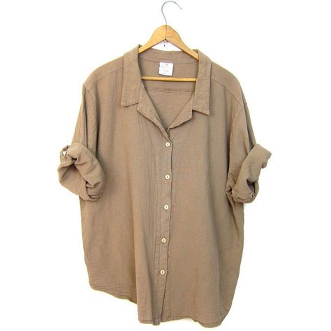 Placket-buttons Slouchy Shirt, Beige Shirt, Beige Blouse, Brown Blouse, Kleidung Diy, Brown Shirt, Mode Inspo, Mode Vintage, Looks Vintage