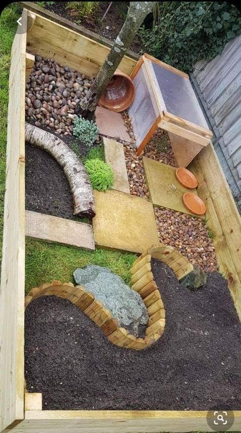 Turtle Outdoor Habitat Ideas, Outdoor Box Turtle Enclosure Diy, Turtle Habitat Ideas Outdoor Tortoise House, Turtle Area Outside, Turtle Cage Outdoor, Red Footed Tortoise Habitat Outdoor, Hermann Tortoise Outdoor Enclosure, Diy Turtle House, Tortoise Pond Ideas