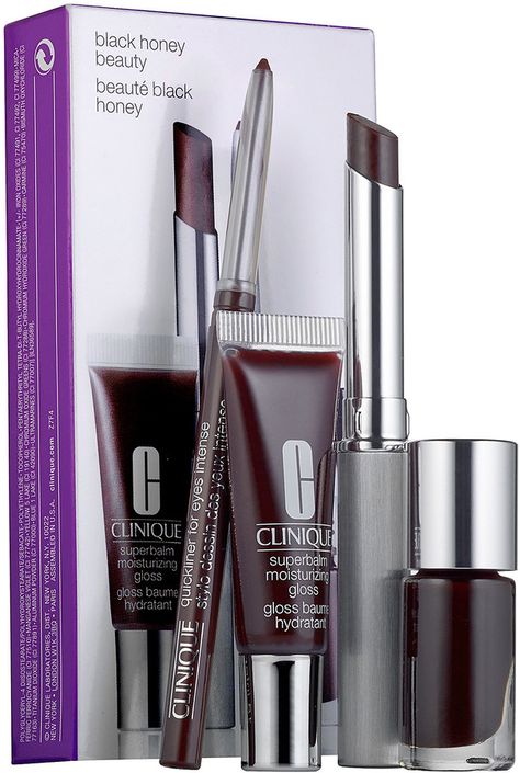 CLINIQUE Black Honey Beauty Set Clinique Black Honey, Honey Beauty, Smink Inspiration, Black Honey, Dope Makeup, Makeup Needs, Fancy Makeup, Beauty Sets, Lip Glosses