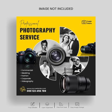 Photography Services Poster, Photography Advertising Poster, Photography Posters Advertising, Photography Banner Design, Photography Instagram Post, Photographer Flyers, Tshirt 2023, Ad Ideas, Free Psd Flyer Templates