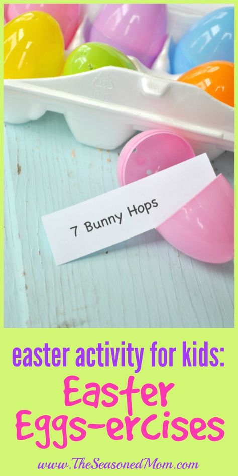 Easter Activity for Kids: Easter Eggs-ercises - The Seasoned Mom Prek Easter, Fun Easter Games, Easter Games For Kids, Easter Eggs Kids, Toddler Lessons, Foo Foo, Easter Activity, Easter Preschool, Easter Activities For Kids