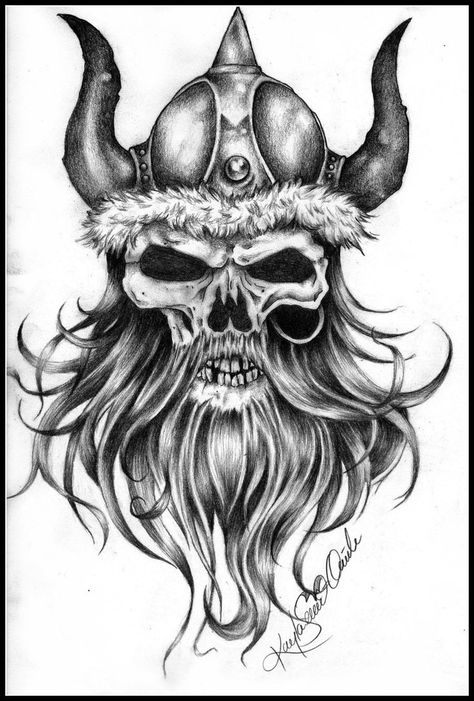 Viking skull design Viking Skull Tattoo, Viking Tattoo Meaning, Skull Tattoo Meaning, Viking Drawings, Skull Tattoo Designs, Viking Warrior Tattoos, Evil Skull Tattoo, Vikings Tattoo, Viking Skull