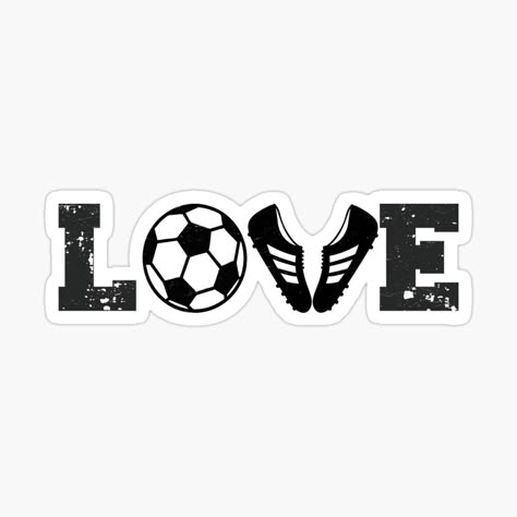 Me Sticker, I Love Football, I Love Soccer, Stickers For Print, Football Aesthetic Sticker, Soccer Stickers, Soccer Vinyl Ideas, Heart Soccer Ball, Cat Eyeliner Makeup