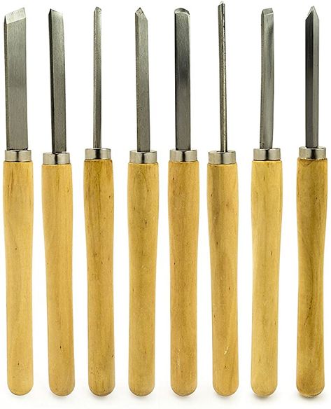 Bastex Professional Quality Wood Turning Chisel 8 pcs Set Included Lathes: 2 Skew 1 Spear Point 1 Parting 1 Round Nose & 3 Gouge Tools for Wood Working Professionals or Hobbyist. Starter Pack Kit - - Amazon.com Best Wood Lathe, Wood Turning Chisels, Micro Lathe, Lathe Chisels, Woodturning Tools, Wood Turning Lathe, Round Nose, Chisel Set, Wood Turning Projects