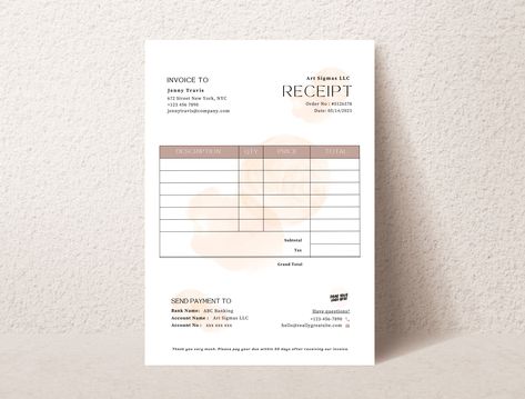 Excited to share the latest addition to my #etsy shop: Fillable Receipt Template | Printable Billing Order PDF | Business Invoice Sales Receipt | Template Canva Digital Receipt for Business https://etsy.me/3m1EQFP #white #black #receipttemplate #invoicetemplate Microsoft Word Invoice Template, Digital Receipt, Photography Invoice Template, Photography Invoice, Sales Receipt, Bridesmaid Thank You Cards, Premade Branding Kit, Business Invoice, Printable Invoice