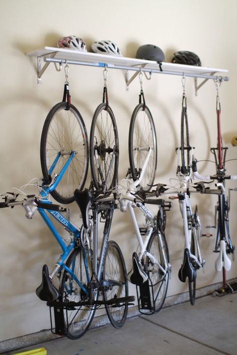 Creative Bike Storage • A round-up of the best bike storage we could find with many tutorials! Including from 'good ideas for you', this nice DIY bike rack project with full tutorial. Rinnovo Garage, Rifacimento Garage, Shed Organisation, Rack Velo, Diy Bike Rack, Bike Storage Garage, Garage Organization Tips, Bike Storage Rack, Shed Organization