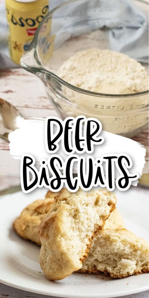 Need the perfect biscuit to go with dinner tonight? Whip up these light, fluffy, flavorful biscuits in just a few minutes! These beer biscuits only take 3 ingredients and they’re on the table in no time! Beer Batter Biscuits, Biscuits With Bisquick, Beer Biscuits, Bisquick Biscuits, Cheap Beer, Beer Bread, Cracker Recipes, Bread Recipes Sweet, Basic Recipes