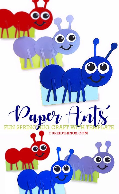 Easy Paper Ant Craft with Free Printable Template #spring #antcraft #bugcraft #papercraft #freetemplate #kidscraft #kidcrafts Walking Ant Craft, Insects Art For Toddlers, Ants Bulletin Board Ideas, Spring Bugs Preschool Crafts, Ant Art And Craft, Ant Craft For Kids, Bug Projects For Toddlers, A Is For Ant Craft, Insect Crafts For Preschoolers