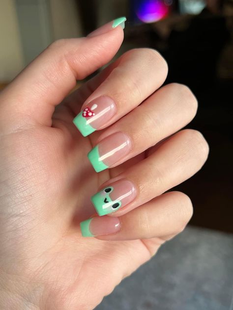 Frog Nails, Kids Nail Designs, Girly Acrylic, Cute Simple Nails, Girly Acrylic Nails, Basic Nails, Frog Art, Nails For Kids, Summer Acrylic Nails