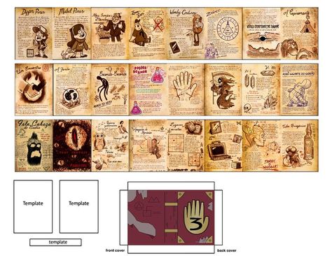 Gravity Falls Journal 3 All Pages, Mini Records Printable, Paper Craft Miniature, Gravity Falls Papercraft, Mini Manga Template, Gravity Falls Crafts, Journal 3 Gravity Falls, Mini Books Template, Gravity Falls Book 3