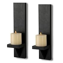 Black Farmhouse Wall, Vintage Wall Candle Holders, Wooden Candle Sconces, Wall Sconces Vintage, Mounted Candle Holders, Wall Candle Sconces, Sconces Vintage, Wooden Pillars, Candle Holders Wall Decor