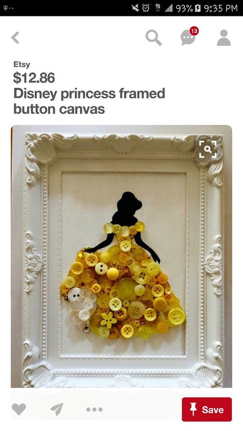 Disney Button Art, Princess Frame, Button Canvas, Button Pictures, Princess Canvas, Disney Buttons, Button Projects, Button Craft, Art Disney