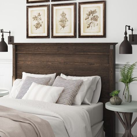 Brown Headboard Bedroom Ideas, Brown Headboard Bedroom, Dark Wood Headboard Bedroom, Dark Headboard, Wood Headboard Bedroom, Headboard Bedroom Ideas, Dark Wood Headboard, Lodge Bedroom, Brown Headboard