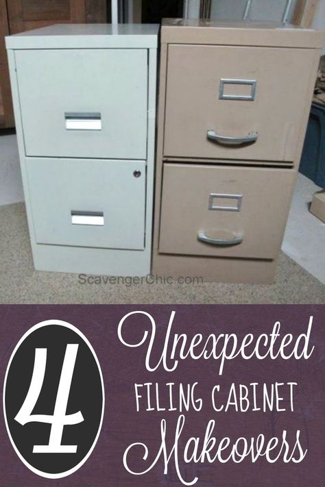 Find inspiration for furniture makeovers with these four filing cabinet redos!  Your home decor will thank you!  #howto #diy #diys #craft #crafts #crafting #ad #handmade #homedecor #decor #makeover #makeovers #redo #repurpose #reuse #recycle #recycling #upcycle #upcycling #unique #furniture #furnituremakeover #furnitureredo #thrifting #thriftstore #hometalk #hometalkdiy #hometalkfurniture | hometalk | hometalk diy | hometalk furniture | hometalk makeover Painting Metal Filing Cabinet, Repurpose File Cabinet Drawers, Upcycled Metal Filing Cabinet, Cool Filing Cabinets, Unique File Cabinets, Repurpose Old Metal Filing Cabinets, Top Of Office Cabinet Decor, Repurposed Filing Cabinet Ideas, File Cabinet Upcycle Repurpose