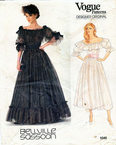 Vintage Wedding Dress Pattern, 80’s Dresses, Bellville Sassoon, Vintage Dress Sewing Patterns, Prom Dress Pattern, Envelope Paper, Pattern Sheets, Vintage Vogue Patterns, Vintage Vogue Sewing Patterns