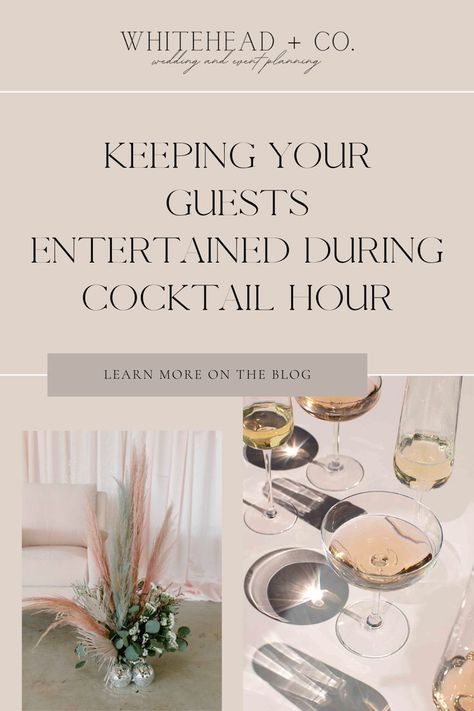 We have collected some ideas that will help you plan the perfect cocktail hour that is sure to keep your guests entertained and enjoying every moment. Cocktail Hour Without Alcohol, Cocktail Hour Wedding Entertainment, Cocktail Hour Activities Wedding Indoor, Ideas For Cocktail Hour At Wedding, Interactive Cocktail Hour Ideas, Cocktail Hour Activities Wedding, Wedding Cocktail Hour Activities, Cocktail Hour Inspiration, Cocktail Hour Entertainment Ideas