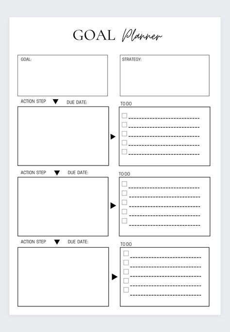 Goal Planner Template, Organizer Pages, Goal Tracker, Goal Planning Worksheet, Goal Journal, Goal Board, Goal Planner by DigiplannersDesigns on Etsy Action Plan Template Goal Settings, Goal Tracker Template, Goal Planner Template, Goal Planning Worksheet, Planning Worksheet, Work Planner Organization, Planner Board, Goals Sheet, Goals Template