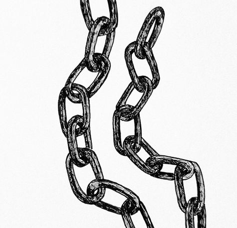 ink drawing of two chains next to each other Chain Art Drawing, Chains Drawing Reference, Drawing Chains, Chains Illustration, Chain Sketch, Bracelets Drawing, How To Draw Chains, Chain Illustration, Chain Drawing