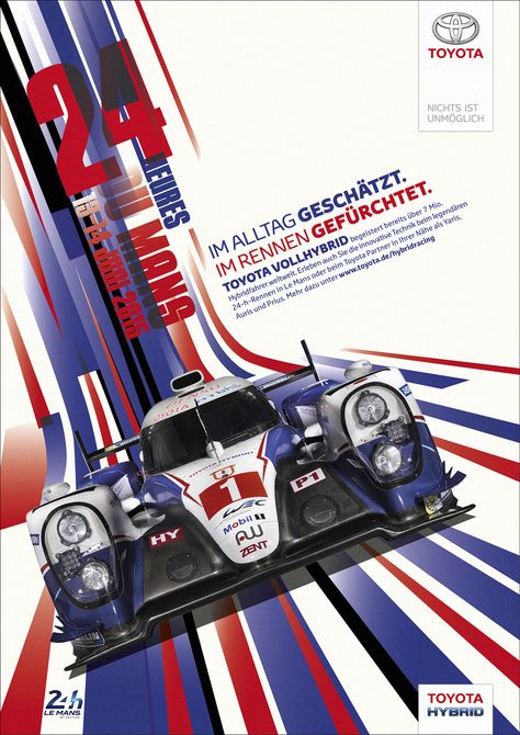 Rocket & Wink | Work | Toyota | Toyota. WEC Racing Posters. Racing Car Design, Car Poster Design, Vintage Racing Poster, Toyota Hybrid, Motorsport Art, Auto Poster, Course Automobile, Automotive Artwork, Motorcycle Posters