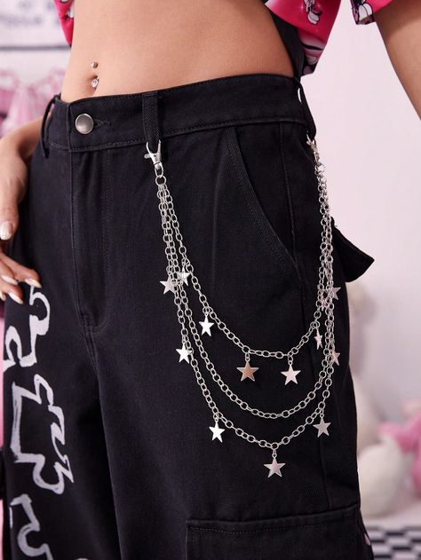 ROMWE Grunge Punk 1pc Women Star Charm Layered Fashion Pant Chain For Clothes Decoration StreetI discovered amazing products on SHEIN.com, come check them out! Chain Outfit, Pants Chain, Clothes Decoration, Unicorn Fashion, Pant Chains, Star Chain, Layered Fashion, Grunge Punk, Women Pants