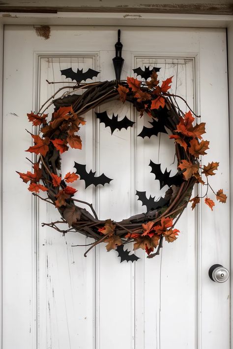 21 Best DIY Halloween Door Decorations You Need To Recreate Witchy Wreaths For Front Door, Spooky Season Decorations, Cottagecore Halloween Decor, Halloween Diy Decorations Indoor, Halloween Reef, Couronne Halloween, Door Wreaths Halloween, Classic Halloween Decor, Halloween Wreath Ideas