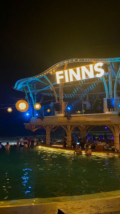 Finns beach club, Bali Indonesia Finns Beach Club Bali, Bali Nightlife, Beach Club Bali, Finns Beach Club, Linen Dress Pattern, Bali Beach, Bali Beaches, Restaurant Interior Design, Restaurant Interior