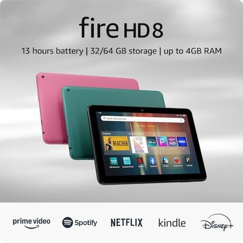 New Amazon Fire HD 8 tablet, 8” HD Display, 3GB memory, 32GB, designed for portable entertainment, Black, (2024 release) Amazon Fire Tablet Wallpaper, Apps For Fire Tablet, Amazon Fire Tablet Aesthetic, Amazon Fire Hd 10 Tablet, Lenovo Tablet, Tablet Amazon, Fire Tablet, Fire Hd, Text Gift