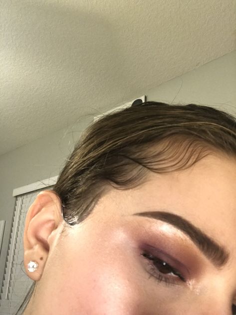 White girl edges morphie 35O palette look simple eyeshadow edges laid highlighter White Girl Edges, Curly Hairstyles White Girl, Hairstyles White Girl, Edges Laid, Lavender Hair Colors, Simple Eyeshadow, Braided Hair Tutorial, Silky Smooth Hair, How To Draw Eyebrows