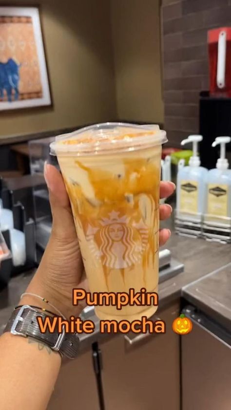 Pin on Fall Drinks Pumpkin White Mocha, Starbucks Coffee Drinks Iced, Starbucks Fall Drinks, Fall Starbucks, Cream Cold Foam, Starbucks Secret Menu Recipes, Cold Starbucks Drinks, Secret Starbucks Recipes, Starbucks Drinks Diy