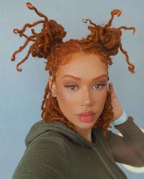 Top Natural Loc Color Ideas To Consider When Dyeing Locs - Locs Life Different Color Locs, Dyeing Locs, Fall Loc Colors, Orange Locs Black Women, Auburn Locs Black Women, Auburn Locs, Honey Brown Locs, Loc Color Ideas, Copper Locs