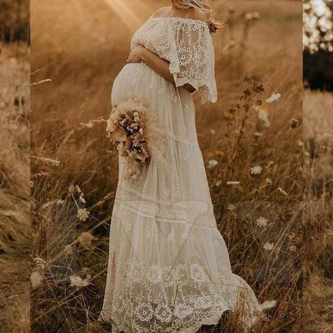 Women Lace Off Shoulder Boho Dress Long Gown Bridesmaids Fits True To Size New Boutique Brand S 4-6 M 8-10 L 12-14 Pregnant Shoot, Maternity Photoshoot Dress, Boho Photoshoot, Pregnancy Pics, Plus Zise, Boho Maternity, Shower Outfits, Pregnant Wedding, Pregnancy Photo