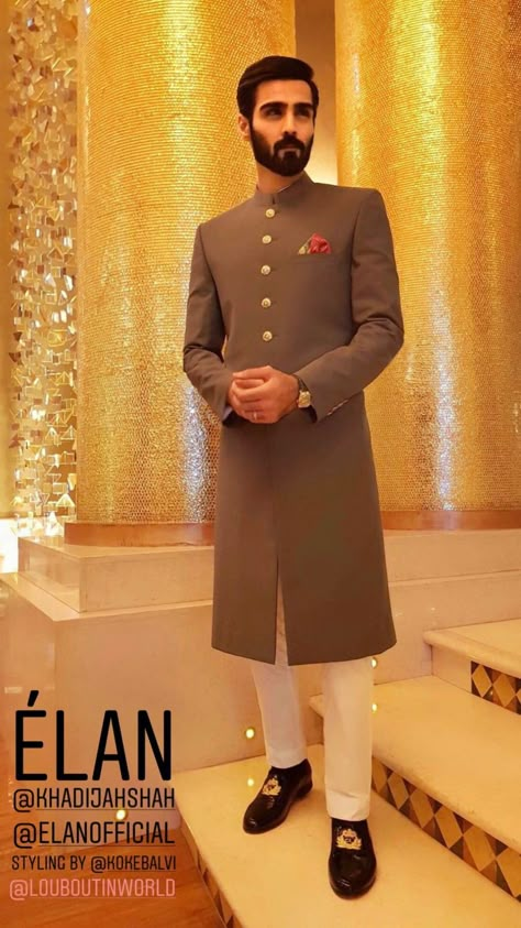 Panjabi Suit For Men, Men Achkan Design, Sherwani Kurta For Men, Achkan For Men Indian Weddings, Shervani Design For Men, Nawabi Style Men, Nawabi Sherwani, Achkan For Men, Wedding Clothes For Men