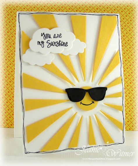 You Are My Sunshine Birthday Card, Brighten Your Day Cards Diy, You Are My Sunshine Cards Handmade, Sun Cards Handmade, Sunshine Cards Ideas, Sunshine Birthday Card, Summer Cards Handmade, Sun Cards, Sunshine Cards