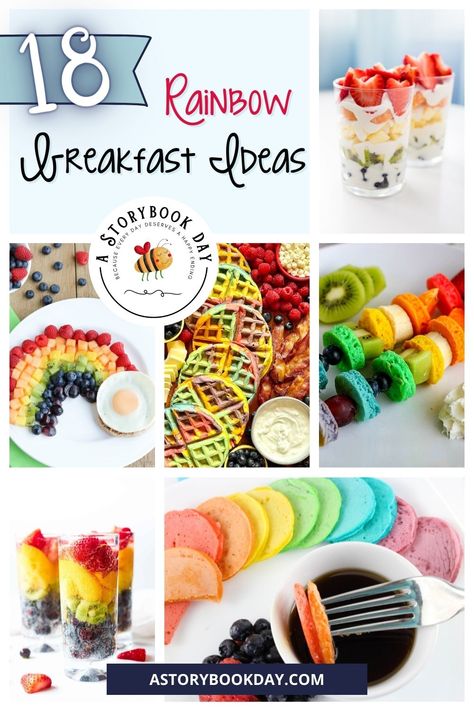 Fun and Delicious Rainbow Breakfast Ideas Your Kids Will Love! Rainbow Brunch Food, Rainbow Brunch, Pride Brunch, Rainbow Breakfast, Making A Rainbow, Rainbow Pizza, Healthy Fruit Pizza, Rainbow Pancakes, Yogurt Parfait Recipe