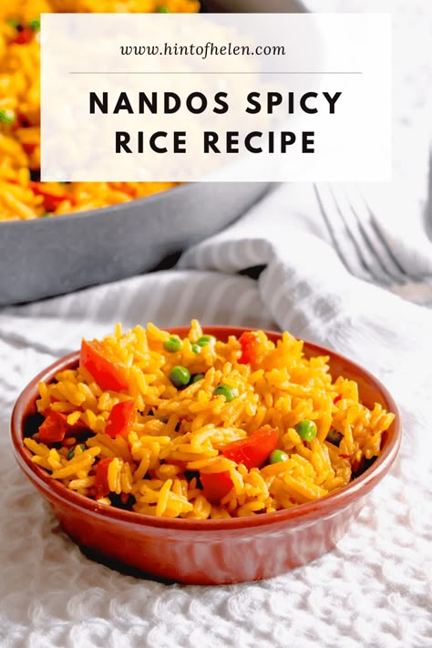 Nando's Spicy Rice Recipe Takeaway | Hint of Helen Veg Rice Meals, Nando’s Chicken And Rice, Nando’s Spicy Rice, Nando’s Rice, Spice Rice Recipes, Savoury Rice Recipes Side Dishes, Savory Rice Recipes Side Dishes, Nando Rice, Spicy Rice Recipes Easy